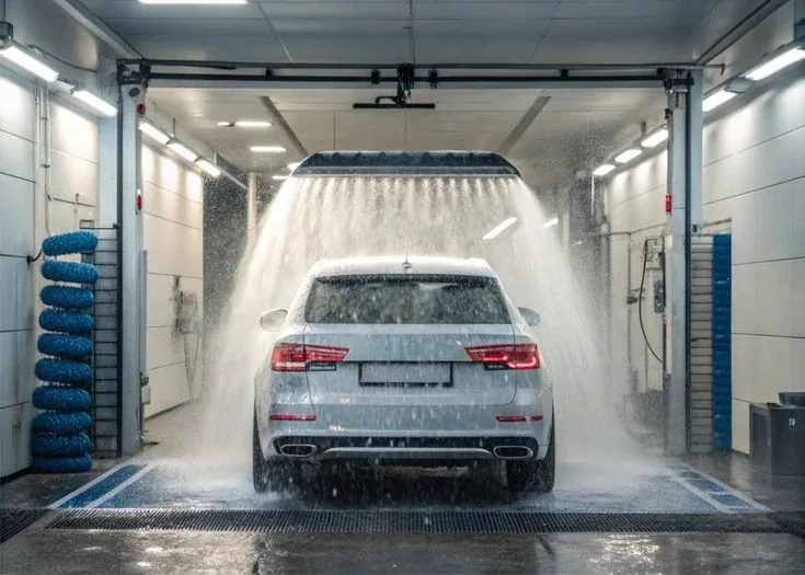Car going through an automatic car wash